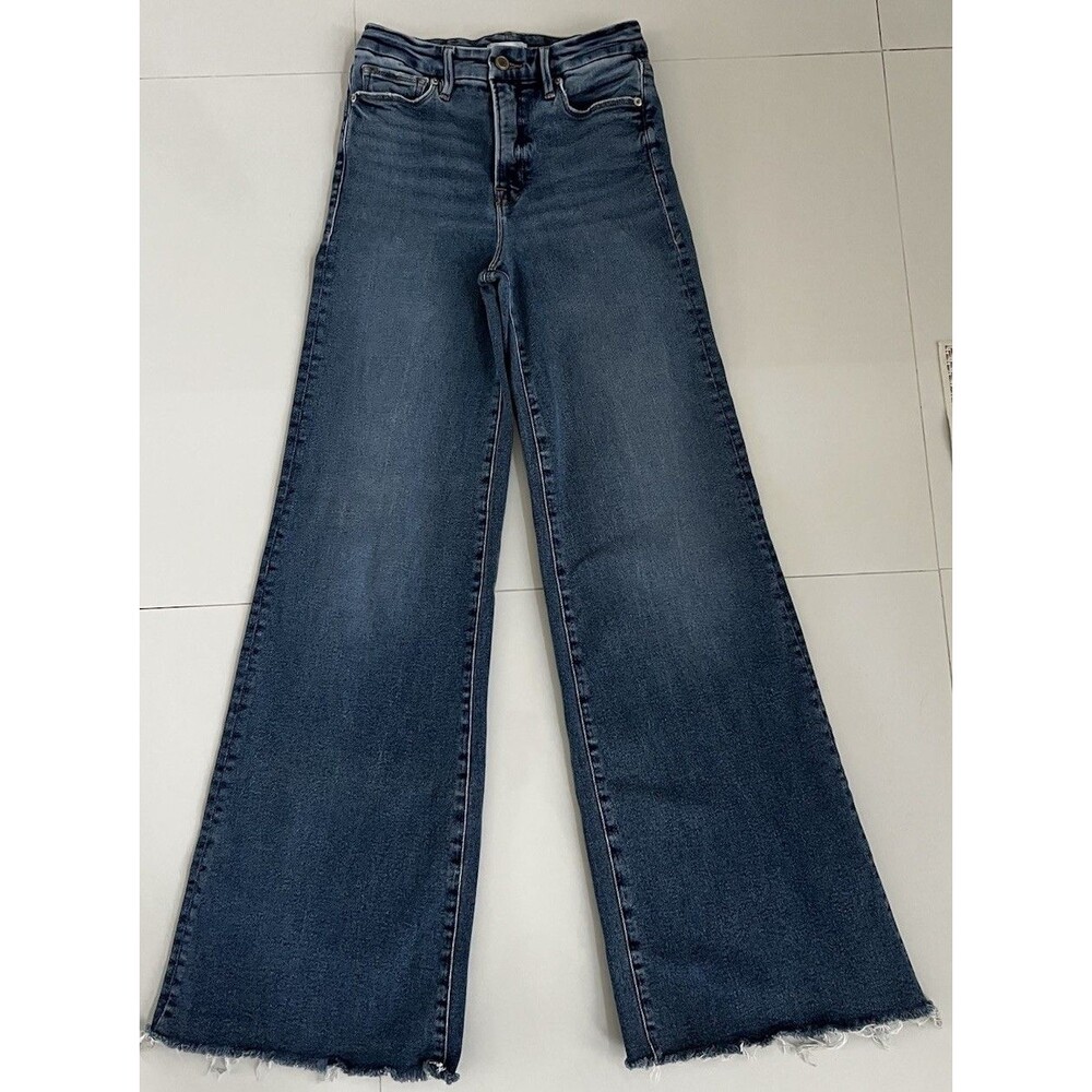 GOOD AMERICAN High Rise Wide Leg Palazzo Pants Jeans Stretch Designer 2 / 26 - Picture 2 of 11